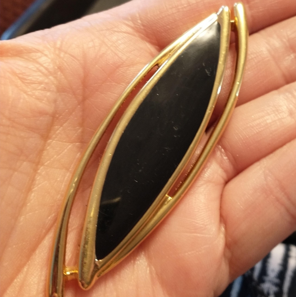Vintage Brooch Monet Gold and Black